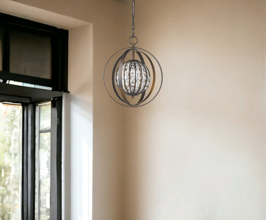 Olivia 1-Light Oil-Rubbed Bronze Crystal Globe Pendant - Homeroots