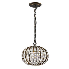 Olivia 1-Light Oil-Rubbed Bronze Crystal Globe Pendant - Homeroots