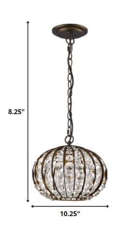 Olivia 1-Light Oil-Rubbed Bronze Crystal Globe Pendant - Homeroots