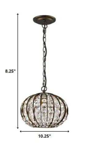 Olivia 1-Light Oil-Rubbed Bronze Crystal Globe Pendant - Homeroots - Flyclothing LLC