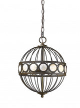 Aria 3-Light Oil-Rubbed Bronze Globe Pendant With Mother Of Pearl Accents - Homeroots - Flyclothing LLC