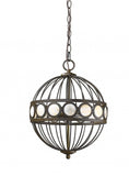 Aria 3-Light Oil-Rubbed Bronze Globe Pendant With Mother Of Pearl Accents - Homeroots
