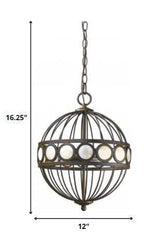 Aria 3-Light Oil-Rubbed Bronze Globe Pendant With Mother Of Pearl Accents - Homeroots - Flyclothing LLC