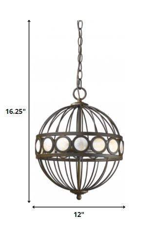 Aria 3-Light Oil-Rubbed Bronze Globe Pendant With Mother Of Pearl Accents - Homeroots - Flyclothing LLC