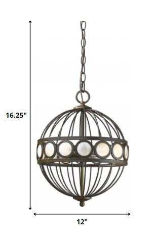 Aria 3-Light Oil-Rubbed Bronze Globe Pendant With Mother Of Pearl Accents - Homeroots - Flyclothing LLC