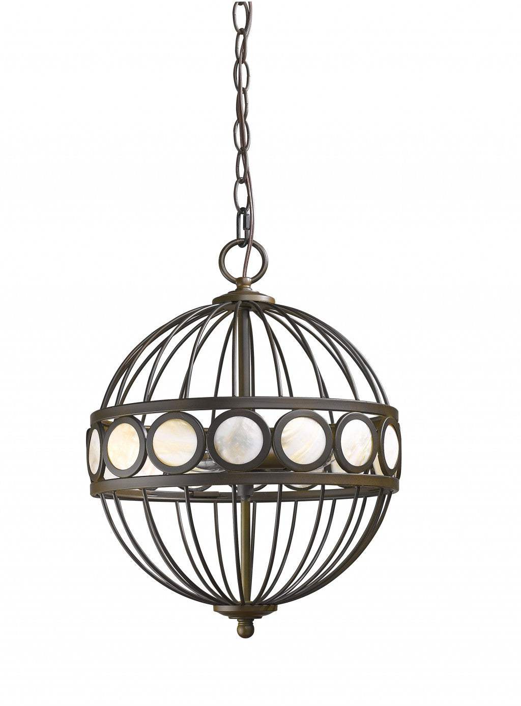 Aria 3-Light Oil-Rubbed Bronze Globe Pendant With Mother Of Pearl Accents - Homeroots - Flyclothing LLC