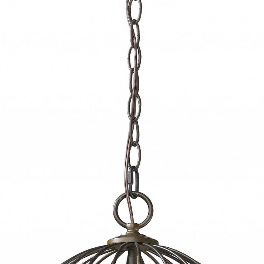 Aria 3-Light Oil-Rubbed Bronze Globe Pendant With Mother Of Pearl Accents - Homeroots - Flyclothing LLC