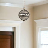 Aria 3-Light Oil-Rubbed Bronze Globe Pendant With Mother Of Pearl Accents - Homeroots - Flyclothing LLC