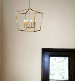 Kennedy 6-Light Antique Gold Foyer Pendant With Crystal Bobeches - Homeroots
