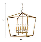 Kennedy 6-Light Antique Gold Foyer Pendant With Crystal Bobeches - Homeroots - Flyclothing LLC
