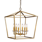 Kennedy 6-Light Antique Gold Foyer Pendant With Crystal Bobeches - Homeroots - Flyclothing LLC