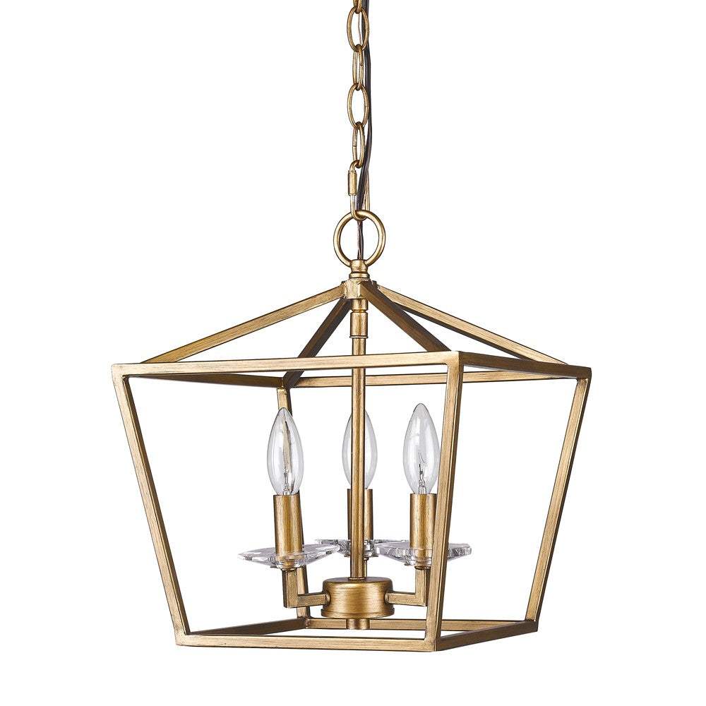 Kennedy 3-Light Antique Gold Pendant With Crystal Bobeches - Homeroots - Flyclothing LLC