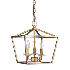 Kennedy 3-Light Antique Gold Pendant With Crystal Bobeches - Homeroots