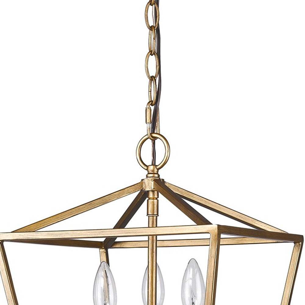 Kennedy 3-Light Antique Gold Pendant With Crystal Bobeches - Homeroots - Flyclothing LLC