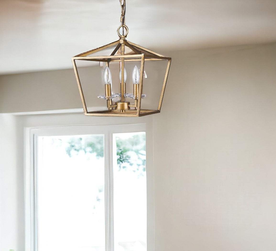 Kennedy 3-Light Antique Gold Pendant With Crystal Bobeches - Homeroots - Flyclothing LLC