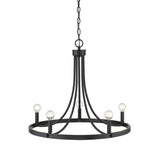 Black Candle Style Five Light Metal Dimmable Chandelier - Homeroots