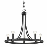 Black Candle Style Five Light Metal Dimmable Chandelier - Homeroots