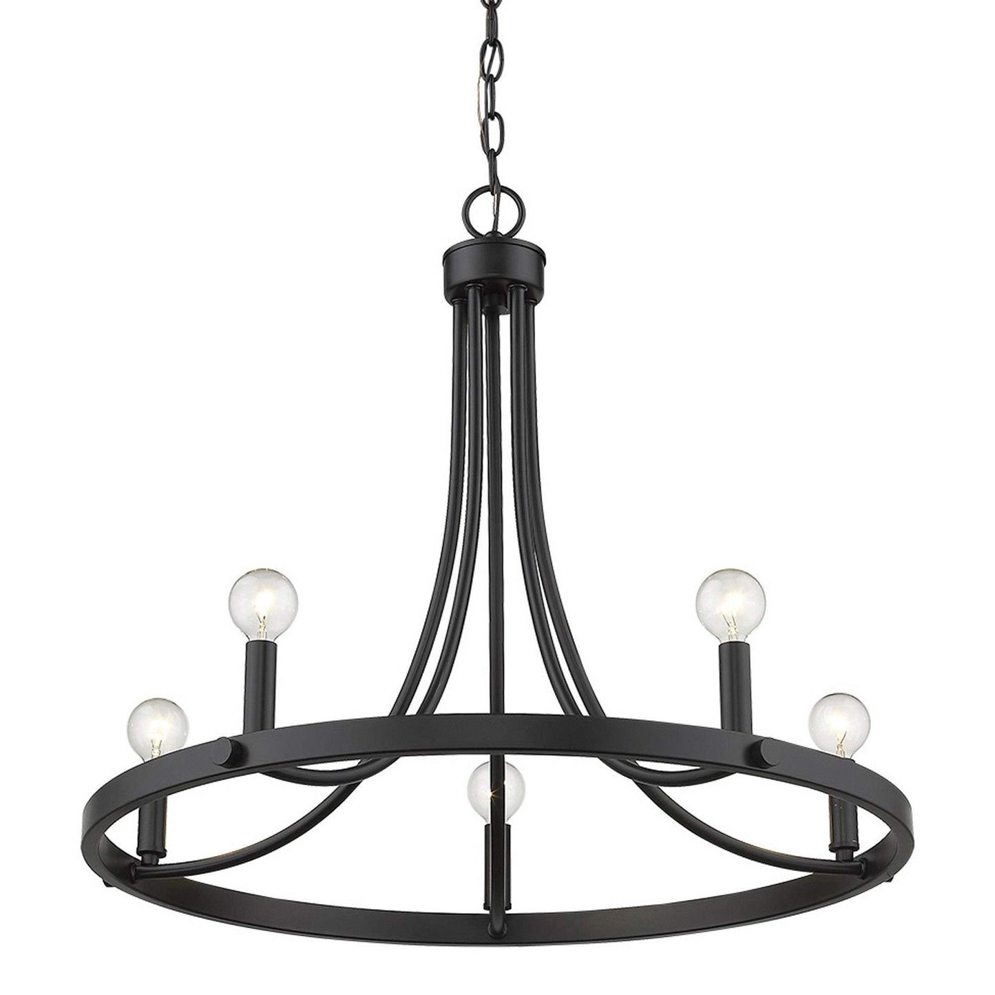 Black Candle Style Five Light Metal Dimmable Chandelier - Homeroots - Flyclothing LLC