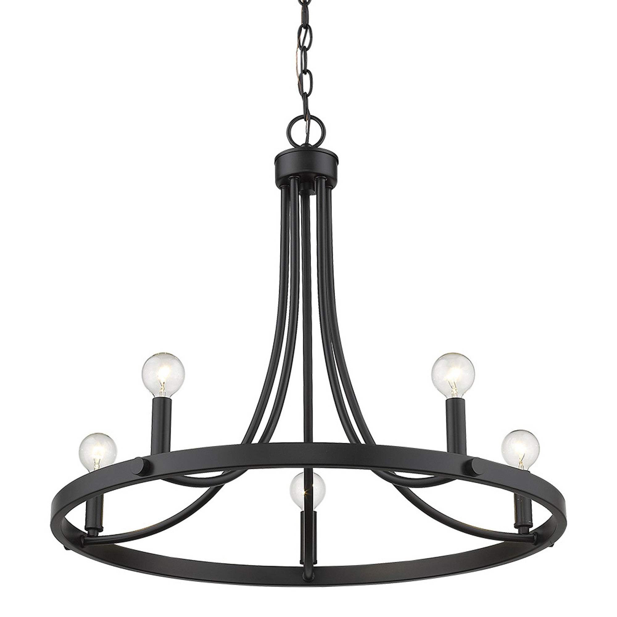 Black Candle Style Five Light Metal Dimmable Chandelier - Homeroots - Flyclothing LLC