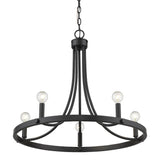 Black Candle Style Five Light Metal Dimmable Chandelier - Homeroots