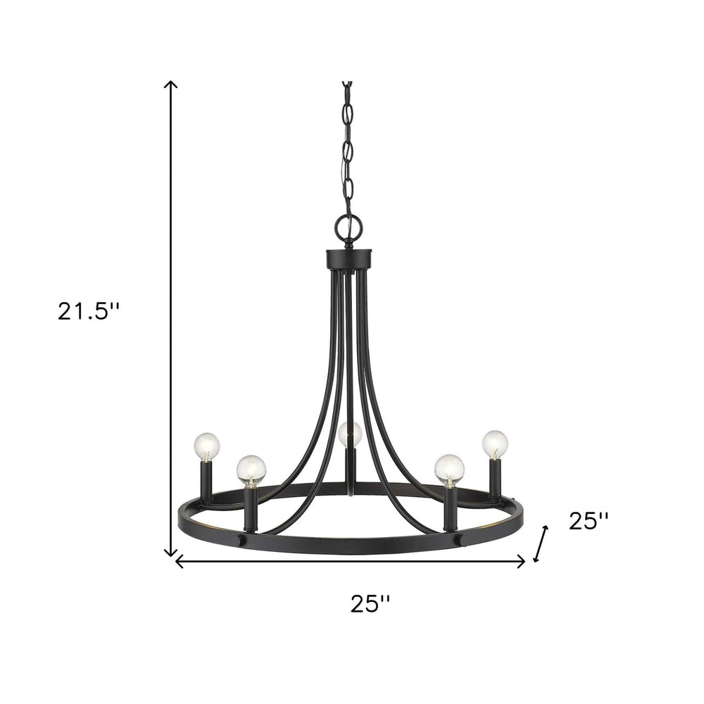 Black Candle Style Five Light Metal Dimmable Chandelier - Homeroots - Flyclothing LLC