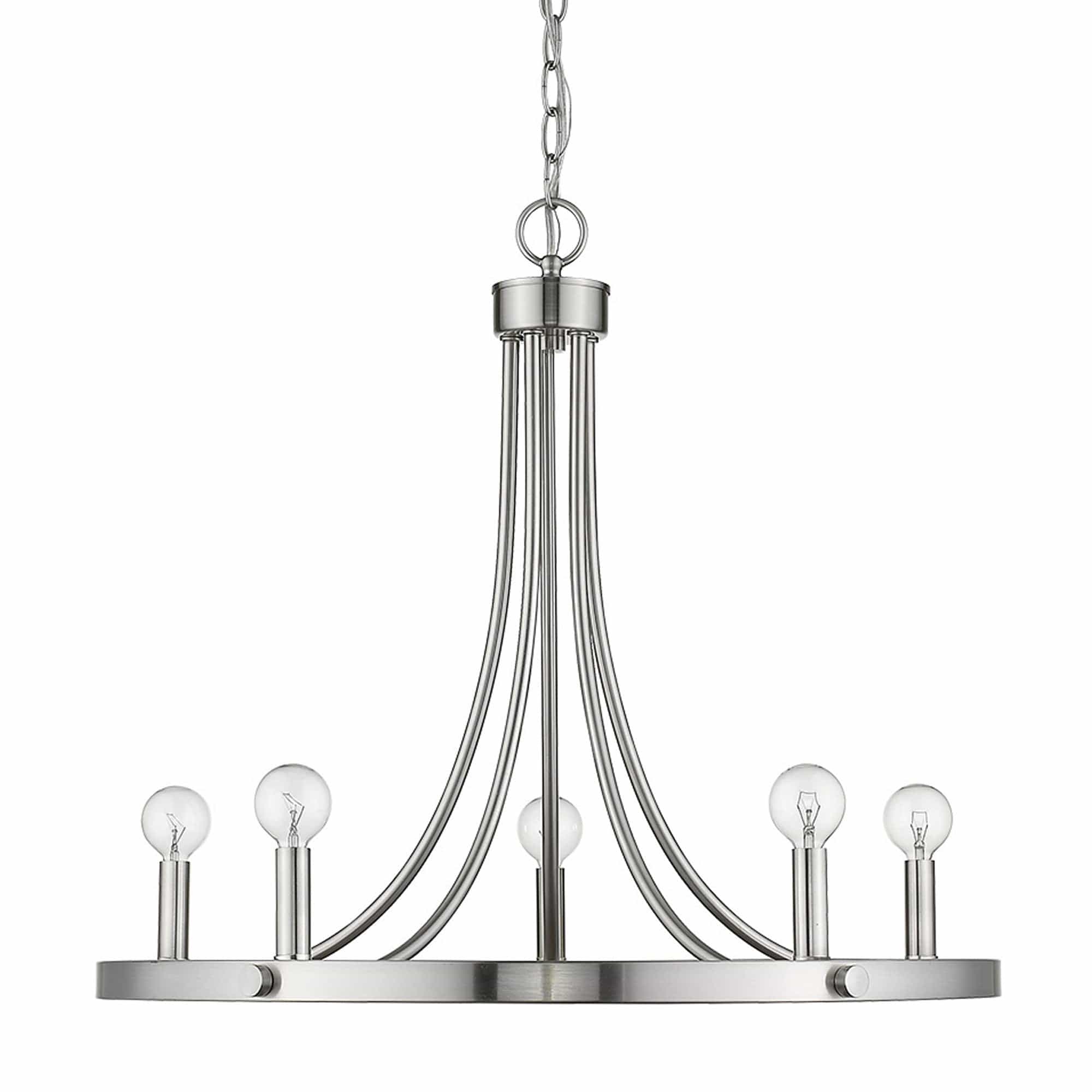 Silver Candle Style Five Light Metal Dimmable Chandelier - Homeroots