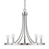 Silver Candle Style Five Light Metal Dimmable Chandelier - Homeroots - Flyclothing LLC