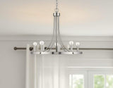 Silver Candle Style Five Light Metal Dimmable Chandelier - Homeroots - Flyclothing LLC
