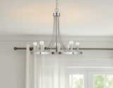 Silver Candle Style Five Light Metal Dimmable Chandelier - Homeroots