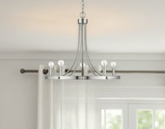 Silver Candle Style Five Light Metal Dimmable Chandelier - Homeroots