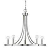 Silver Candle Style Five Light Metal Dimmable Chandelier - Homeroots