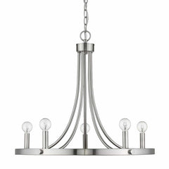 Silver Candle Style Five Light Metal Dimmable Chandelier - Homeroots
