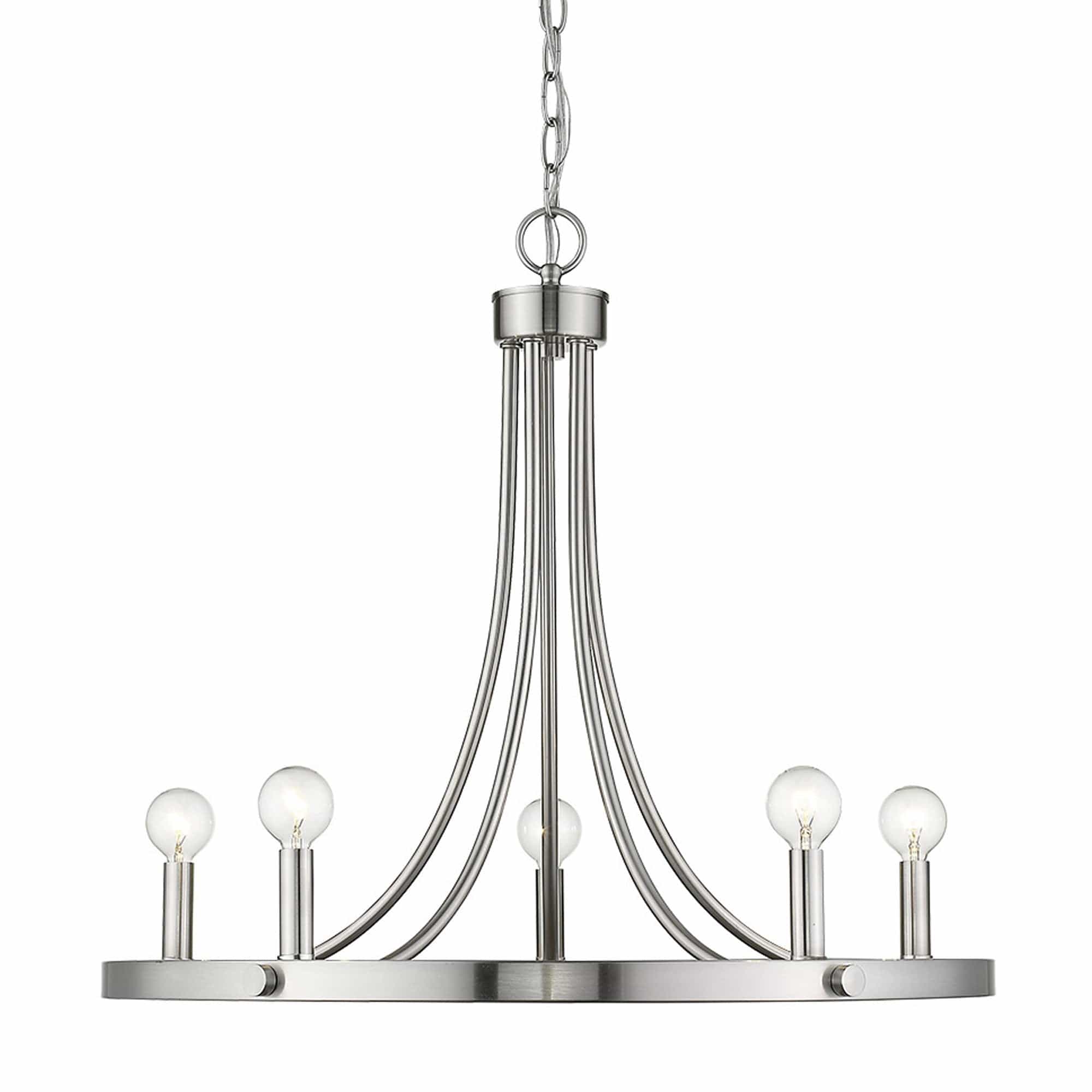 Silver Candle Style Five Light Metal Dimmable Chandelier - Homeroots