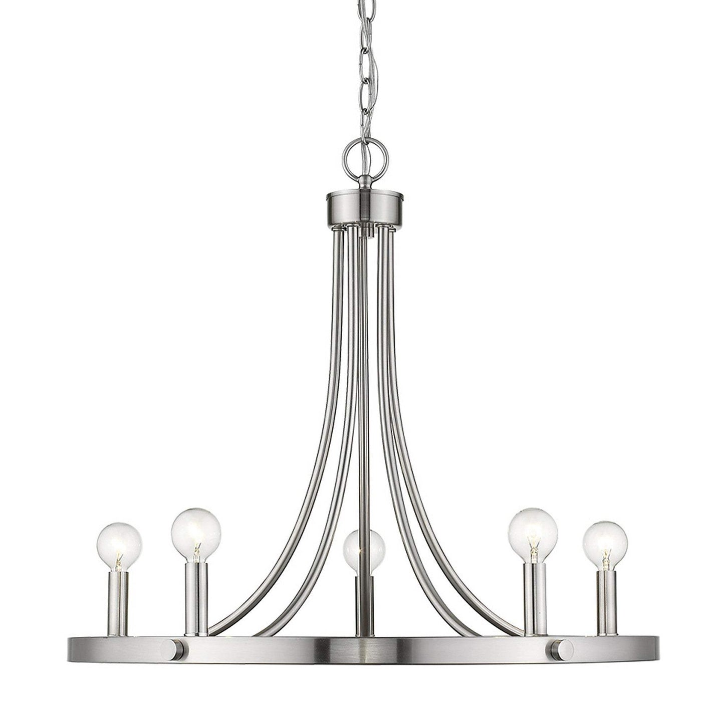 Silver Candle Style Five Light Metal Dimmable Chandelier - Homeroots - Flyclothing LLC