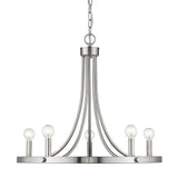 Silver Candle Style Five Light Metal Dimmable Chandelier - Homeroots - Flyclothing LLC