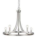 Silver Candle Style Five Light Metal Dimmable Chandelier - Homeroots