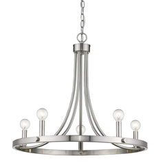 Silver Candle Style Five Light Metal Dimmable Chandelier - Homeroots