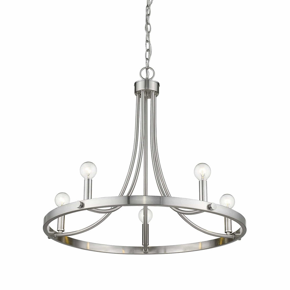 Silver Candle Style Five Light Metal Dimmable Chandelier - Homeroots - Flyclothing LLC