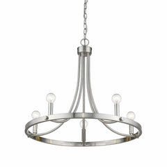 Silver Candle Style Five Light Metal Dimmable Chandelier - Homeroots