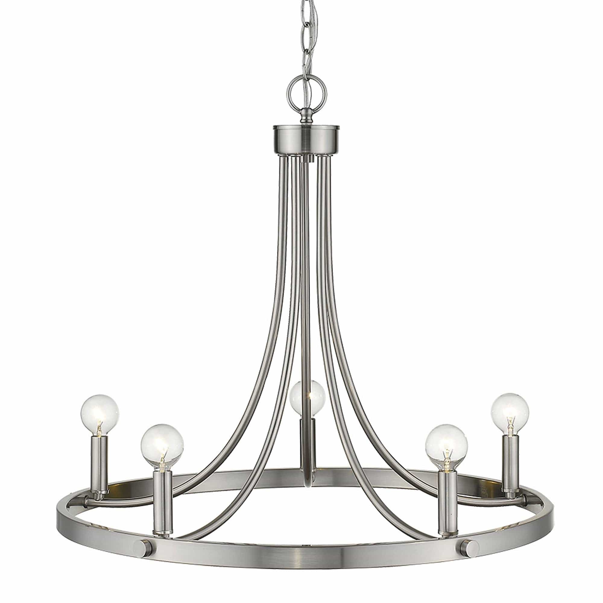 Silver Candle Style Five Light Metal Dimmable Chandelier - Homeroots