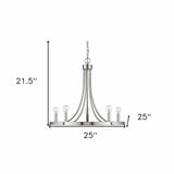 Silver Candle Style Five Light Metal Dimmable Chandelier - Homeroots - Flyclothing LLC