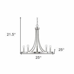 Silver Candle Style Five Light Metal Dimmable Chandelier - Homeroots