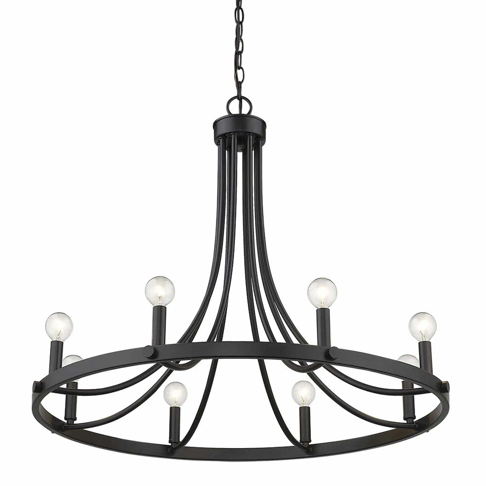 Black Candle Style Eight Light Metal Dimmable Chandelier - Homeroots - Flyclothing LLC