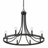 Black Candle Style Eight Light Metal Dimmable Chandelier - Homeroots