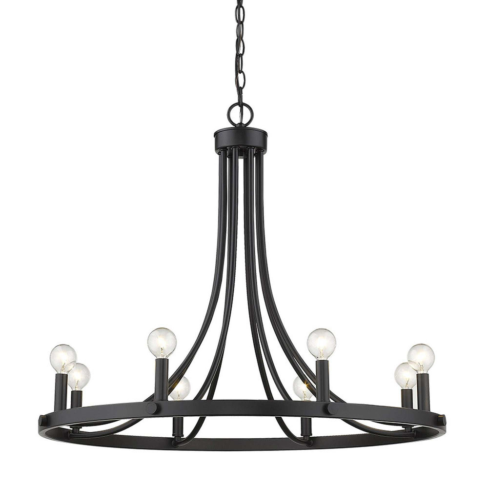 Black Candle Style Eight Light Metal Dimmable Chandelier - Homeroots - Flyclothing LLC