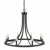 Black Candle Style Eight Light Metal Dimmable Chandelier - Homeroots
