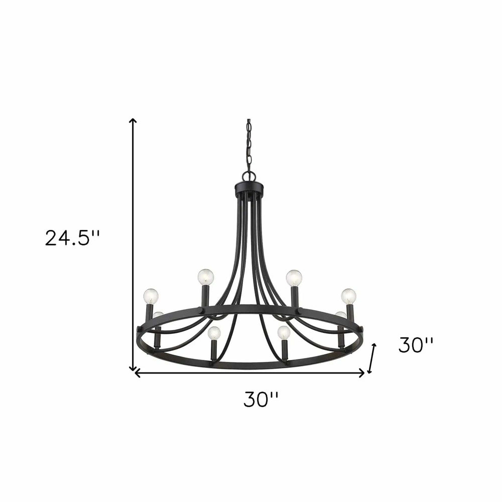 Black Candle Style Eight Light Metal Dimmable Chandelier - Homeroots - Flyclothing LLC