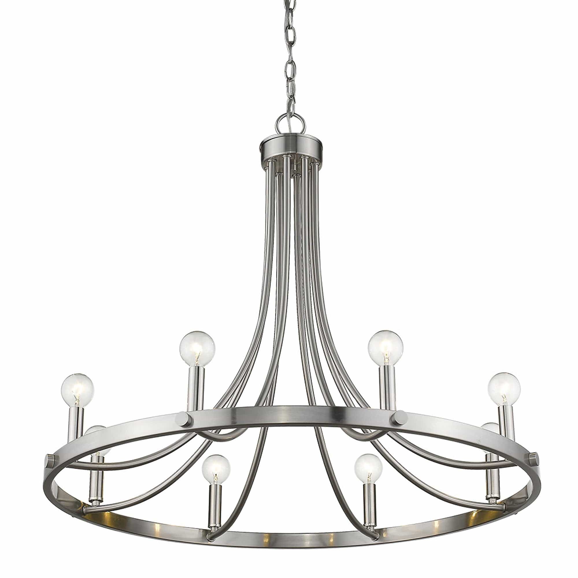 Silver Candle Style Eight Light Metal Dimmable Chandelier - Homeroots