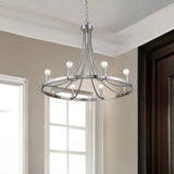 Silver Candle Style Eight Light Metal Dimmable Chandelier - Homeroots - Flyclothing LLC