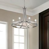 Silver Candle Style Eight Light Metal Dimmable Chandelier - Homeroots